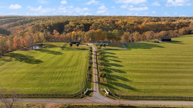 aerial view with a rural view