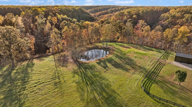 bird's eye view with a rural view and a water view