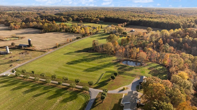 aerial view with a rural view