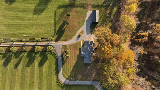 bird's eye view with a rural view