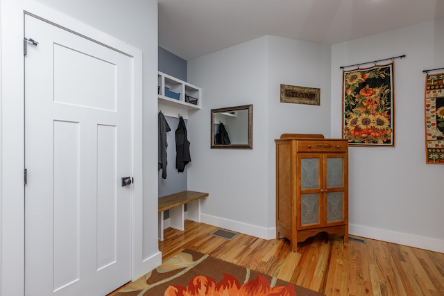 mudroom featuring light hardwood / wood-style flooring