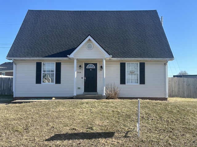 view of front of home featuring a front lawn