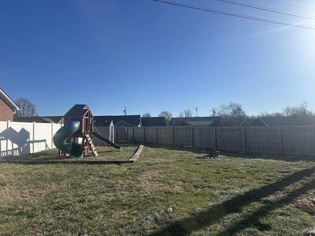 view of yard featuring a playground