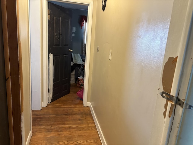 corridor featuring dark hardwood / wood-style flooring