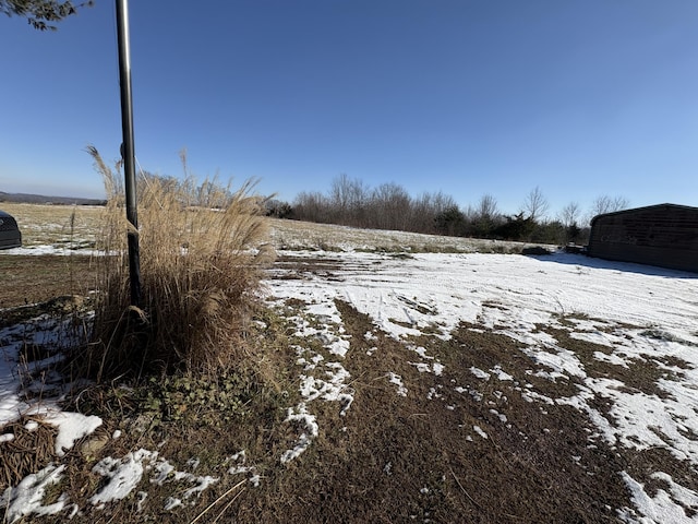 view of yard layered in snow