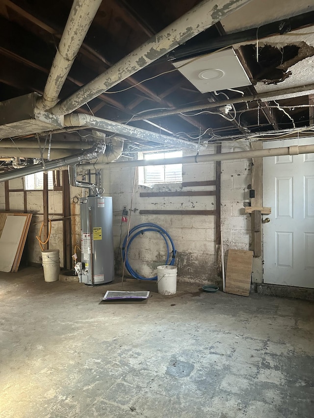 basement with gas water heater