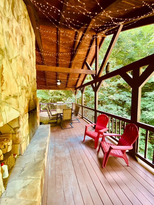 view of patio / terrace featuring a hot tub