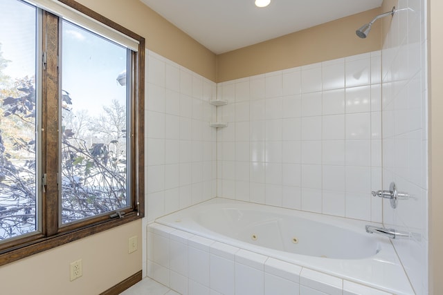 bathroom with tile patterned floors