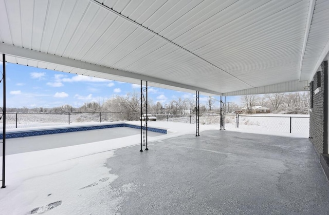 view of snow covered patio