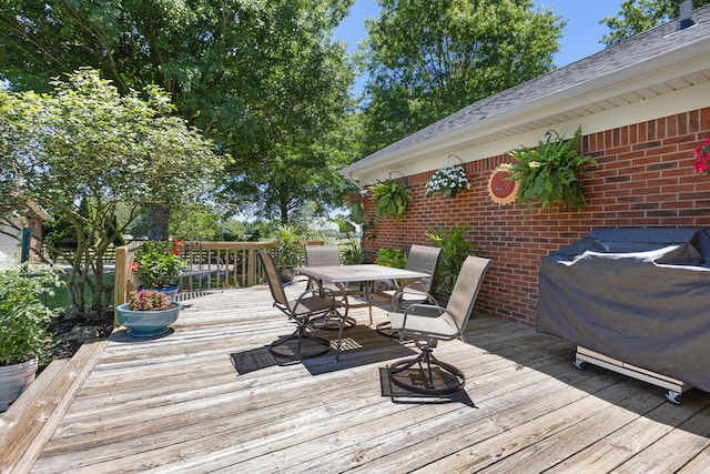 deck featuring area for grilling