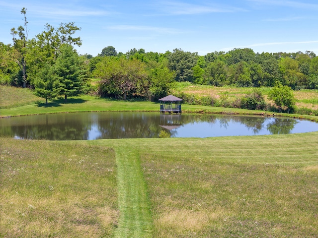 water view featuring a gazebo