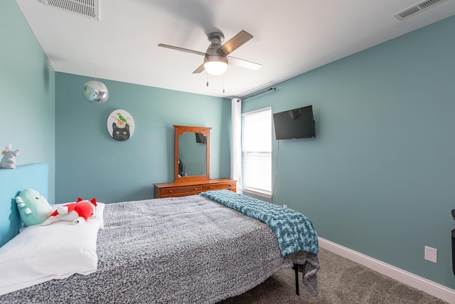 bedroom with carpet and ceiling fan