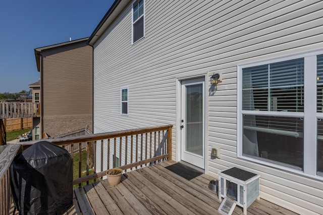 deck featuring grilling area