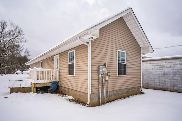 view of snowy exterior