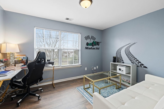 office space featuring hardwood / wood-style flooring