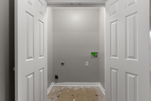 laundry area featuring electric dryer hookup and washer hookup