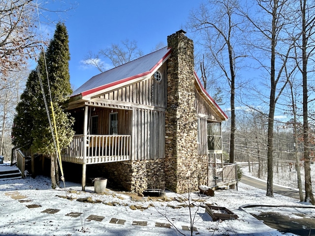 view of snow covered exterior