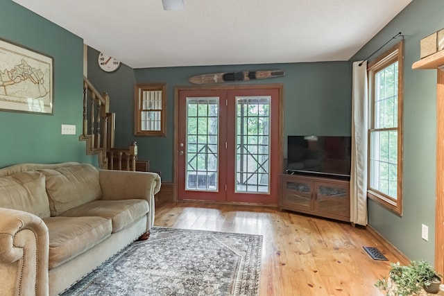 living room featuring light hardwood / wood-style floors