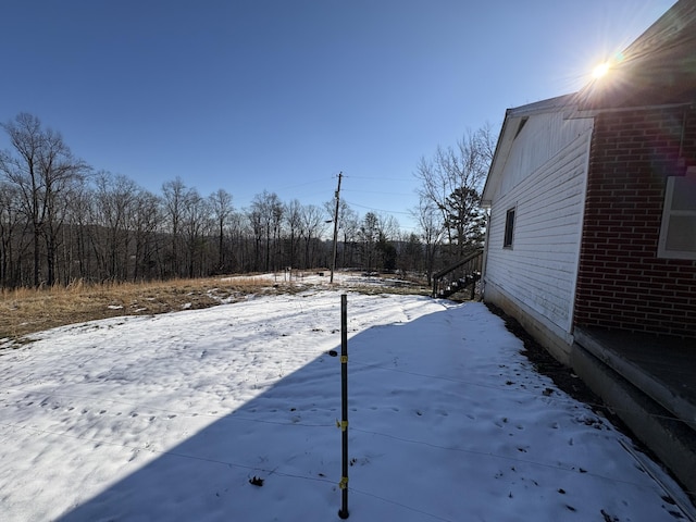 view of yard covered in snow