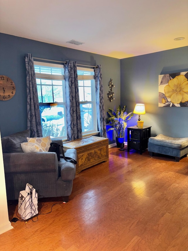 living room with hardwood / wood-style flooring