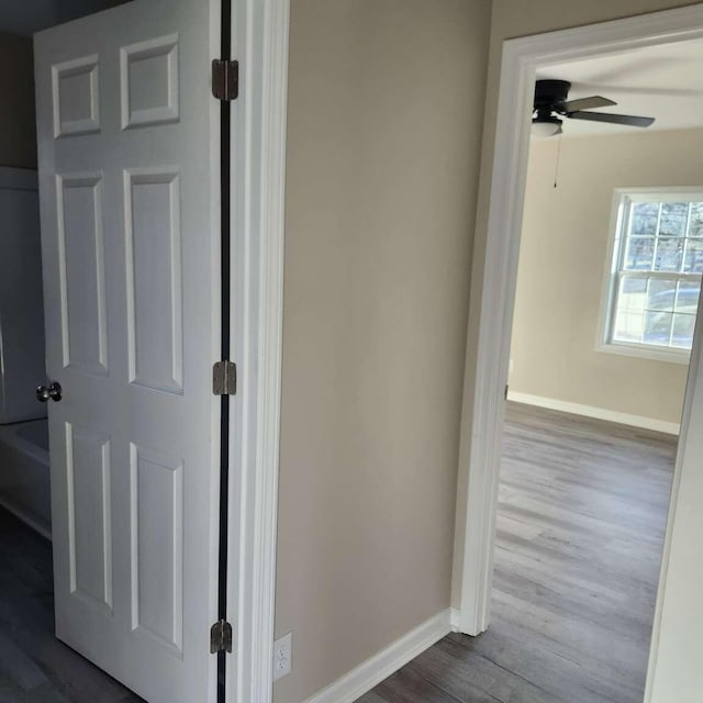 hall with light hardwood / wood-style flooring