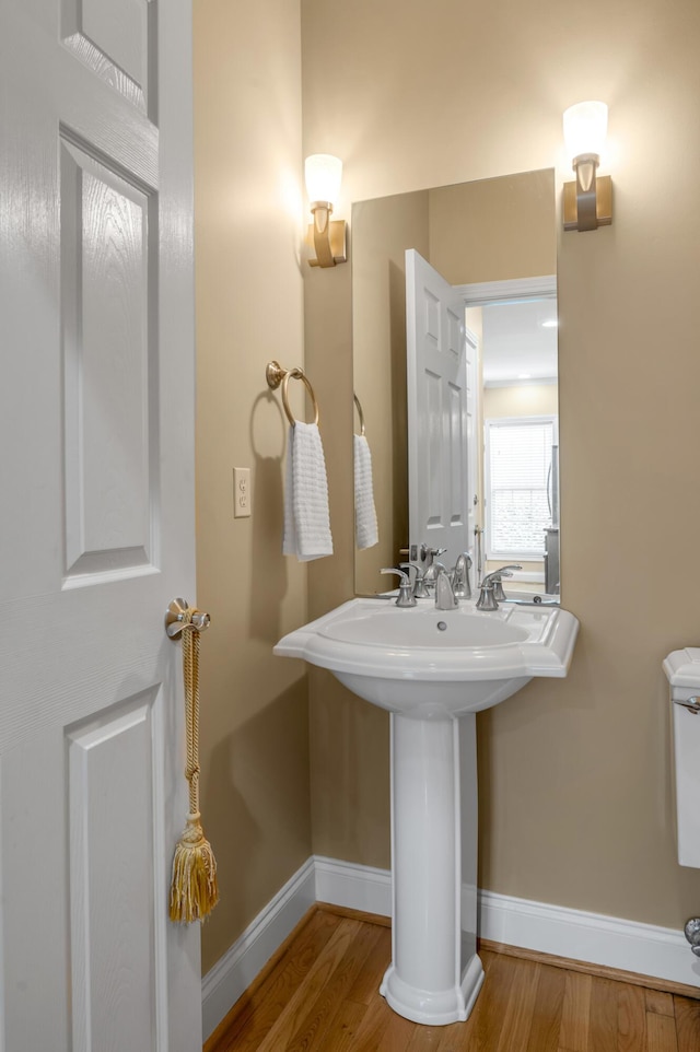 bathroom with sink and wood-type flooring