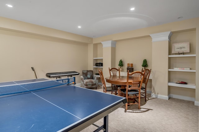 game room with carpet floors