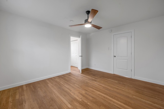 interior space featuring light hardwood / wood-style floors and ceiling fan