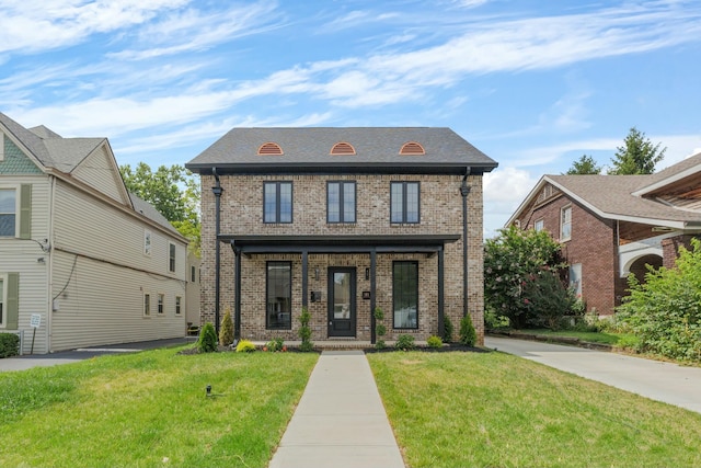 view of front of home with a front yard