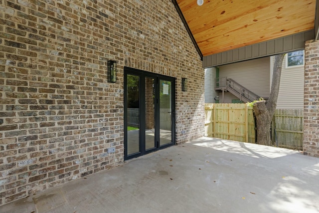 view of patio / terrace featuring french doors