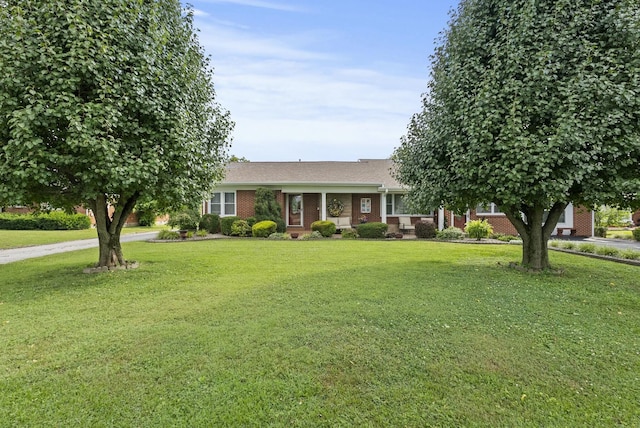 view of front of property featuring a front lawn