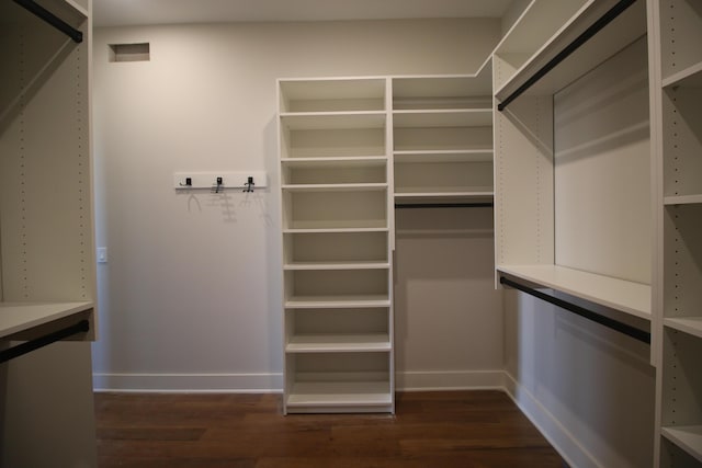 spacious closet featuring dark wood-style flooring