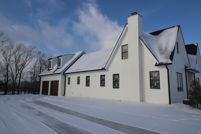 view of snow covered exterior