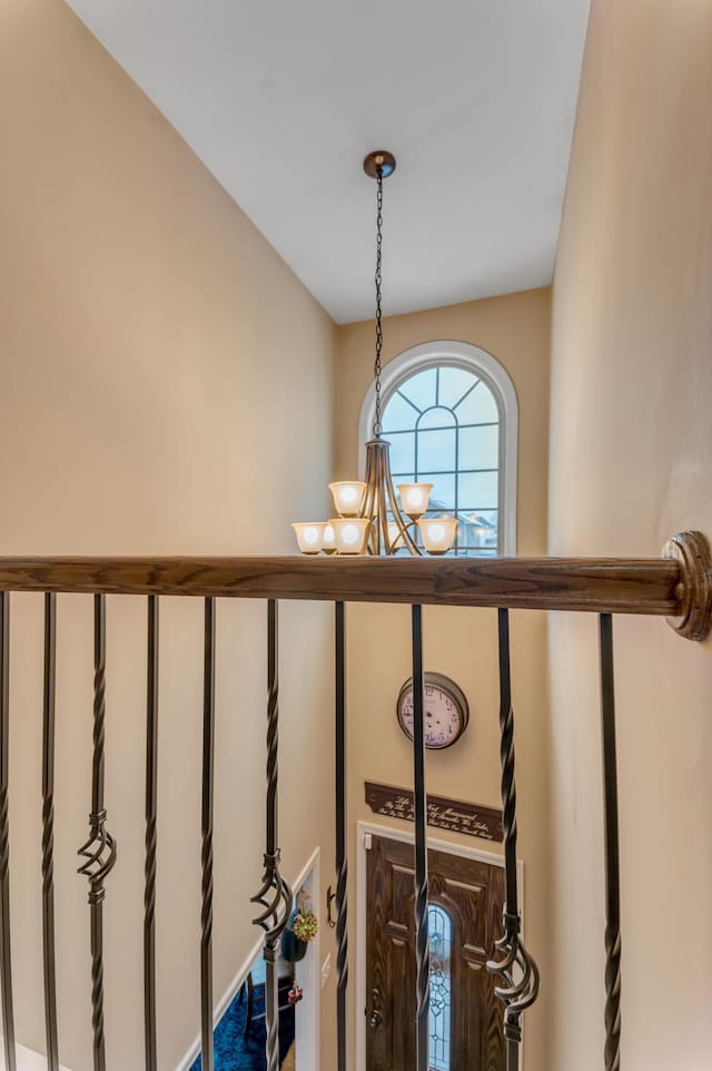 interior space featuring an inviting chandelier