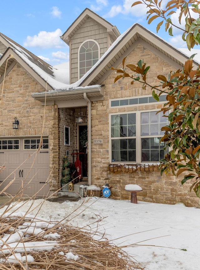 exterior space featuring a garage