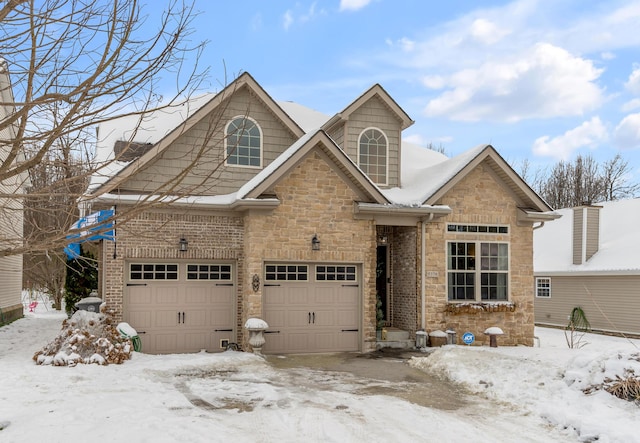 view of front of property with a garage