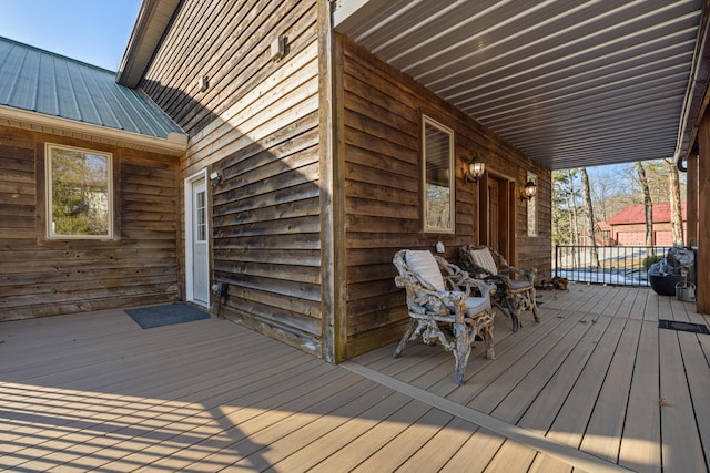 wooden terrace featuring a porch