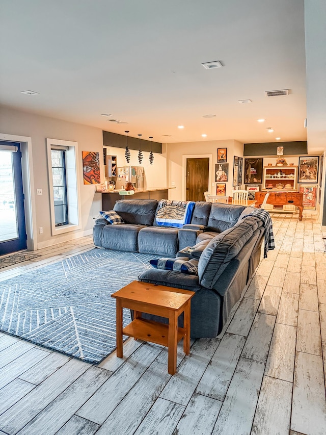 living room featuring light hardwood / wood-style floors