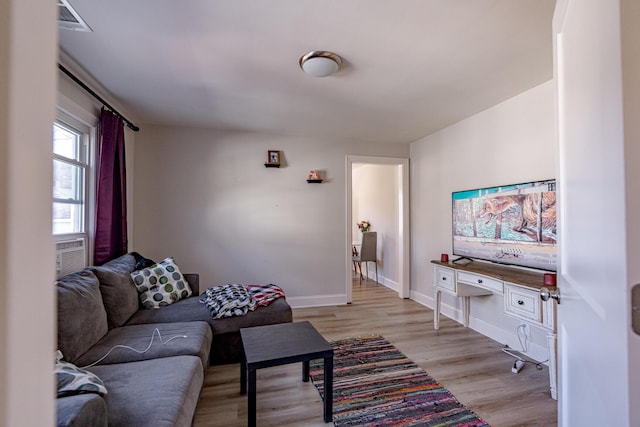 living room featuring light wood-type flooring