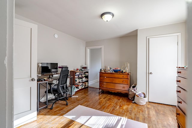 office featuring hardwood / wood-style flooring