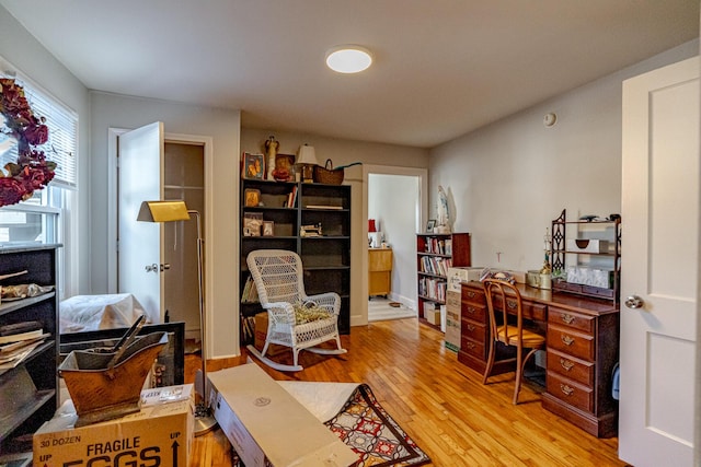 office area featuring light hardwood / wood-style floors