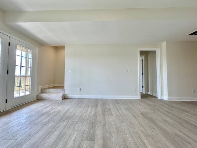 unfurnished room with light hardwood / wood-style floors