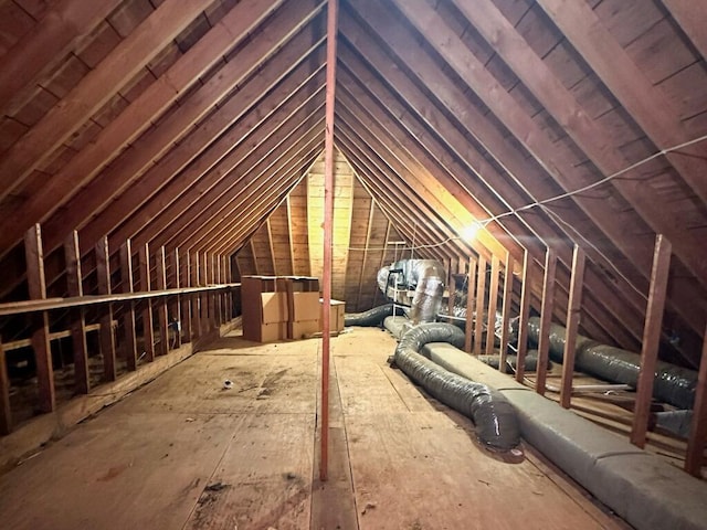 view of unfinished attic