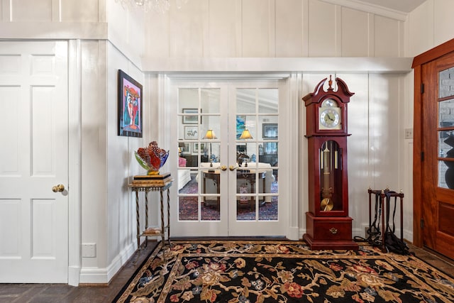 entrance foyer featuring french doors