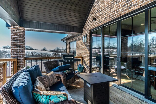 view of patio with a hot tub