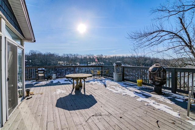 wooden deck featuring grilling area