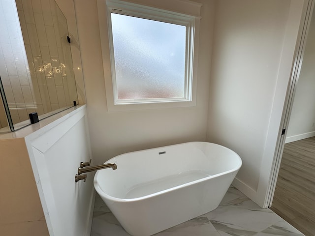 bathroom featuring a bathtub and plenty of natural light