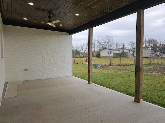 view of patio with ceiling fan