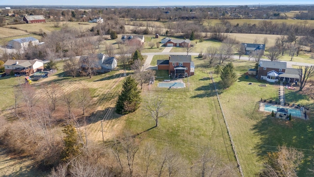 bird's eye view with a rural view