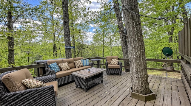 deck with an outdoor living space